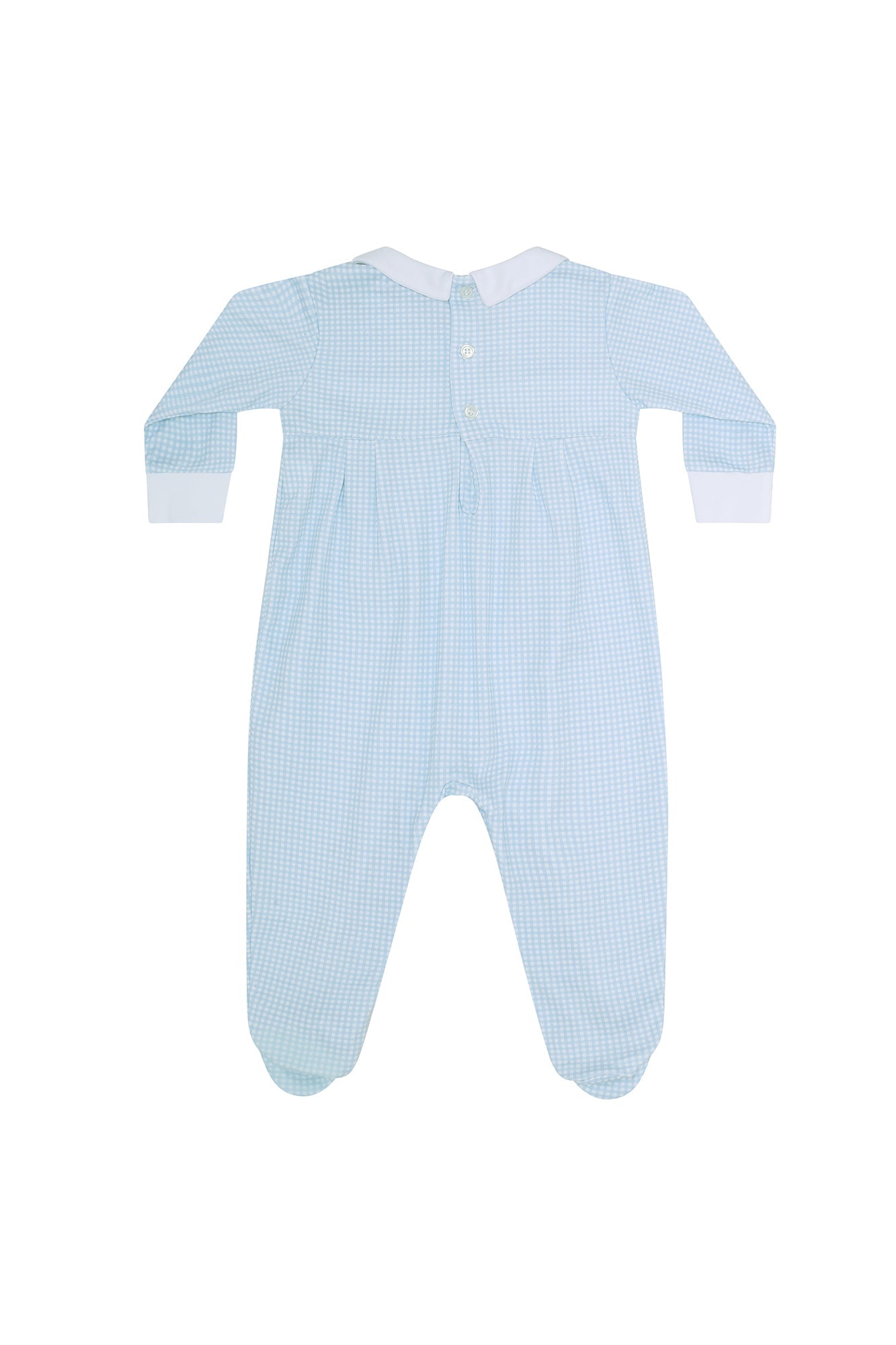 Image of Blue Gingham Smocked Footie